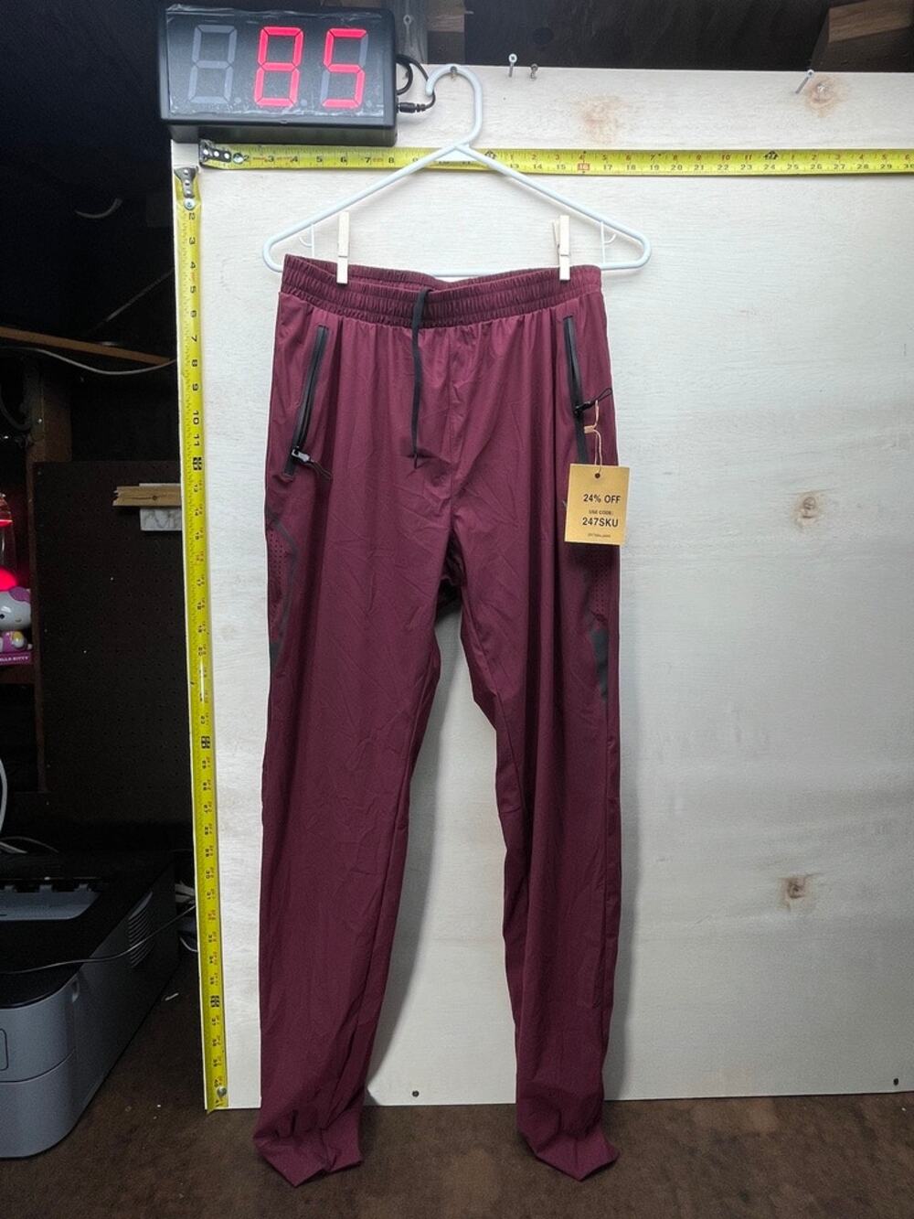 BALEAF Burgundy Athletic Jogger Pants Size M Zip Pockets